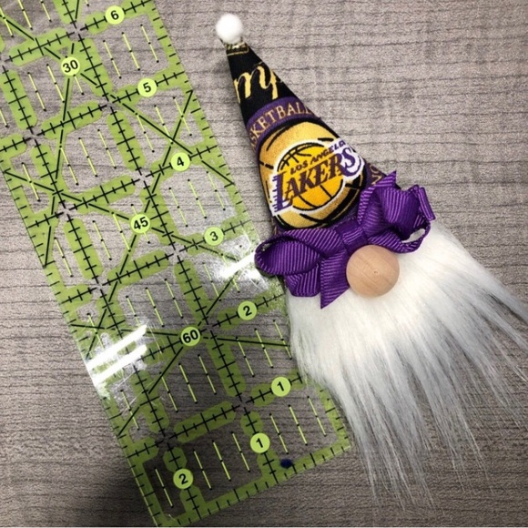 Victorian Gnome Pin Brooch Handmade Gift Guide Bow Magnetic Striped Mauve Girlie - Picture 3 of 4